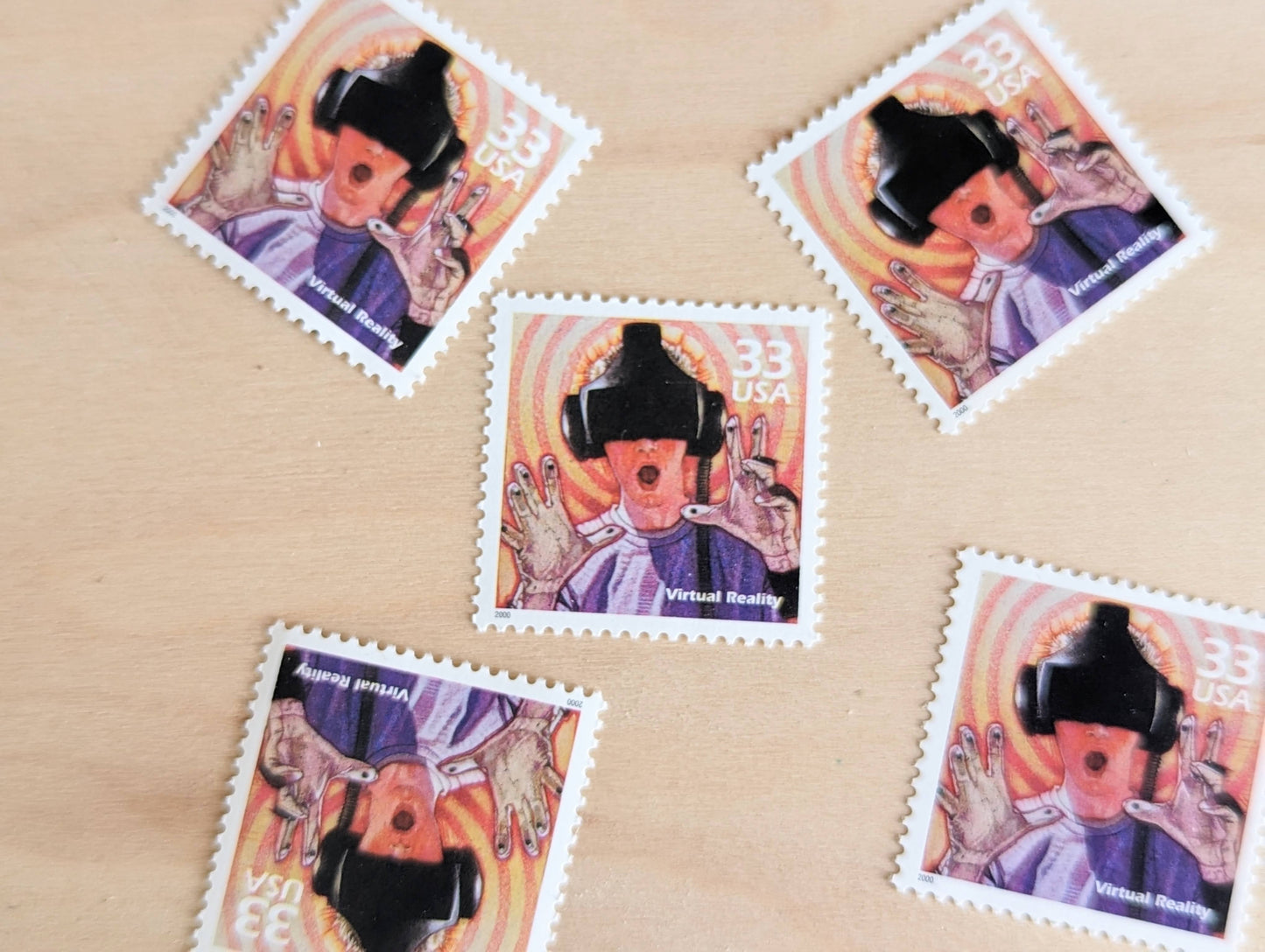 Virtual Reality Stamps, Set of 5, Vintage Unused USPS 33 Cent Postage Stamps, 1990s Celebrate the Century Stamps 1998–2000, Gummed