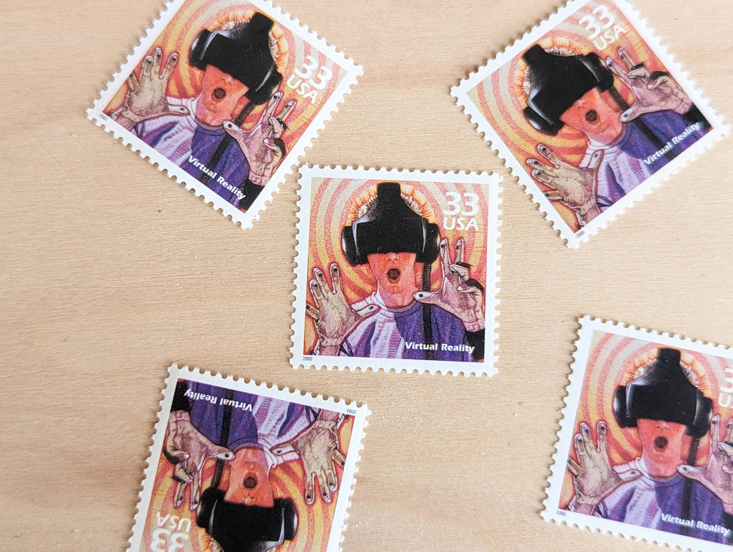 Virtual Reality Stamps, Set of 5, Vintage Unused USPS 33 Cent Postage Stamps, 1990s Celebrate the Century Stamps 1998–2000, Gummed