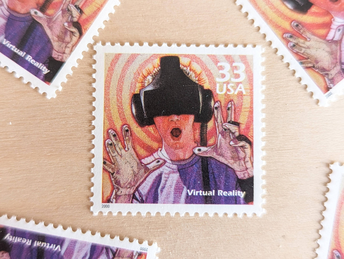 Virtual Reality Stamps, Set of 5, Vintage Unused USPS 33 Cent Postage Stamps, 1990s Celebrate the Century Stamps 1998–2000, Gummed