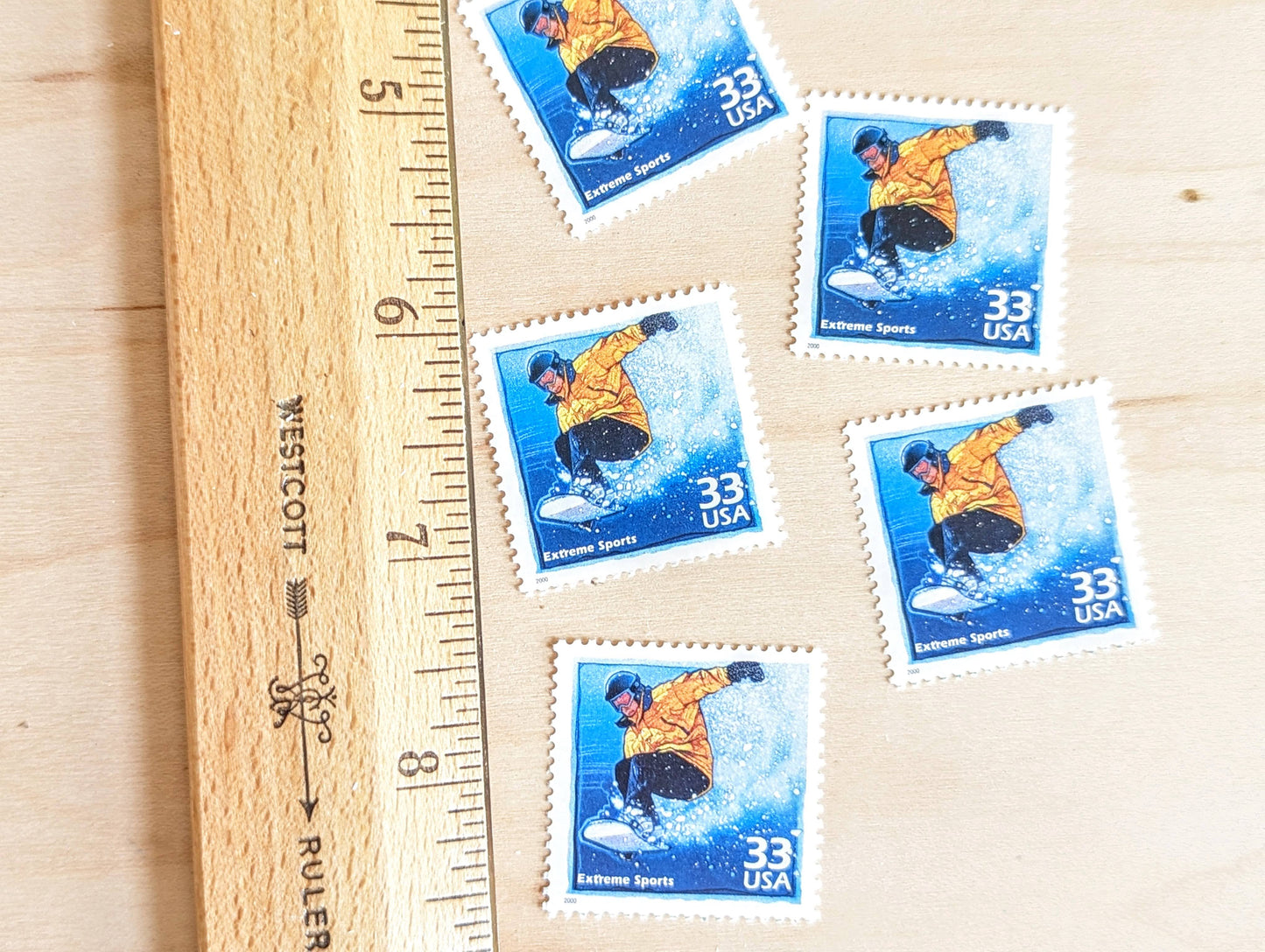 Extreme Sports Stamps, Set of 5, Vintage Unused USPS 33 Cent Postage Stamps, 1990s Celebrate the Century Stamps 1998–2000, Gummed