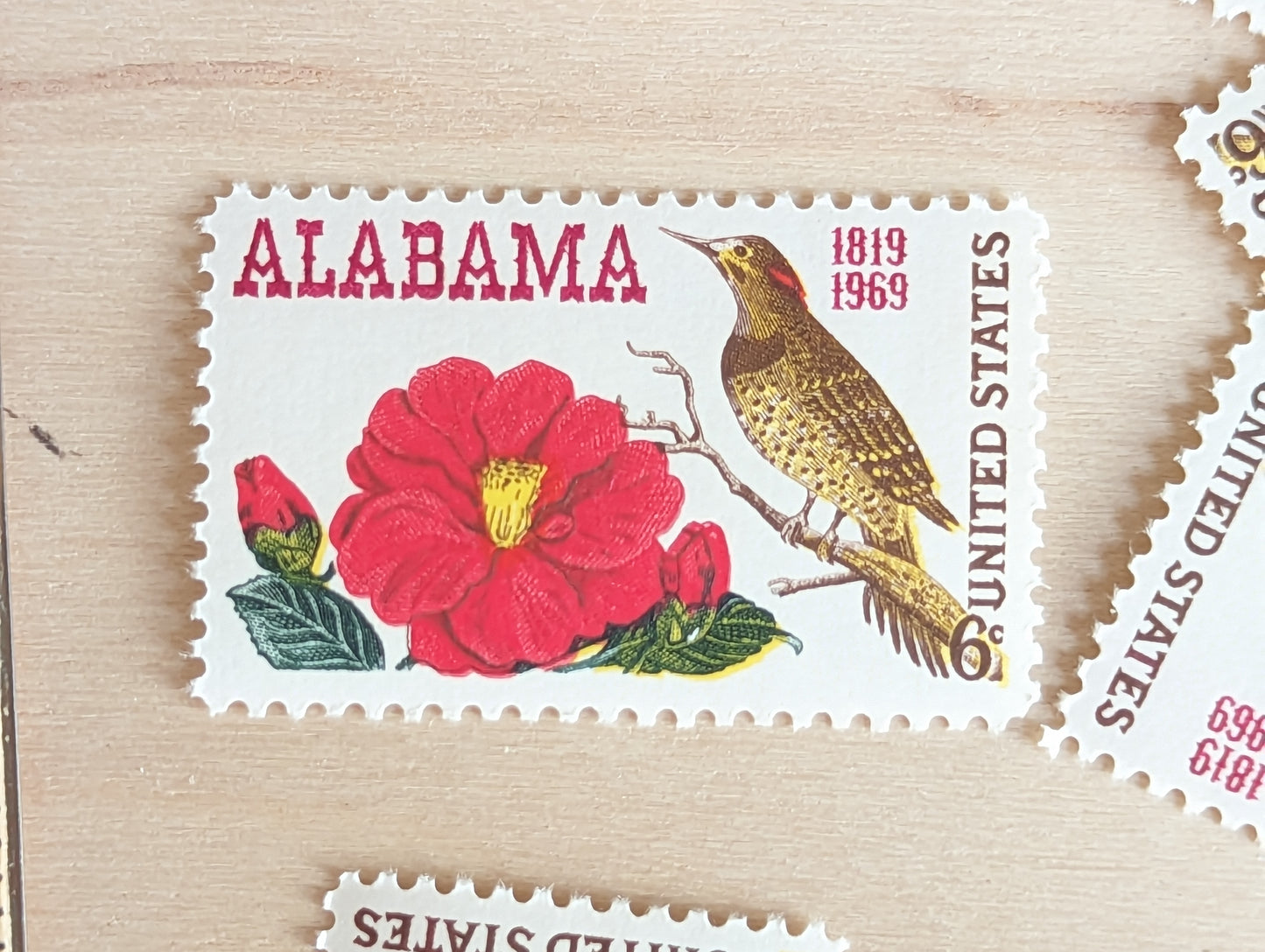 Alabama Statehood, Set of 10, Vintage Unused USPS 6 Cent Postage Stamps, Statehood Stamps 1969, Gummed