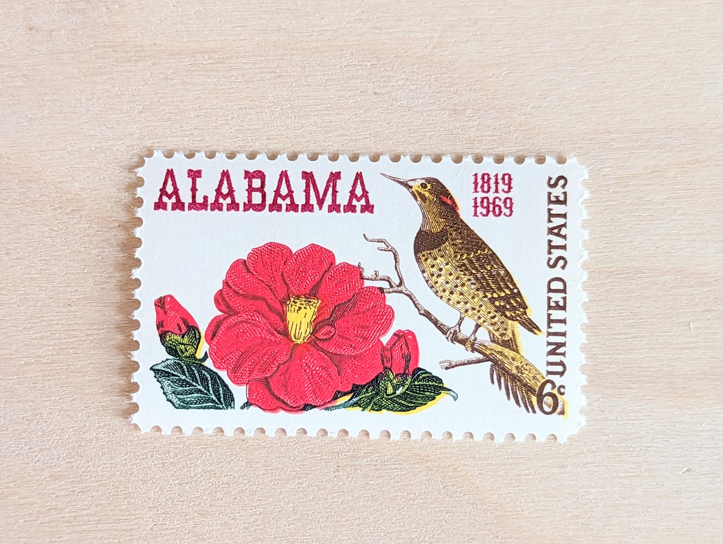 Alabama Statehood, Set of 10, Vintage Unused USPS 6 Cent Postage Stamps, Statehood Stamps 1969, Gummed