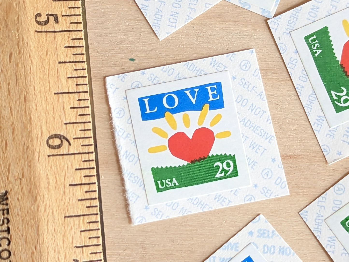 Love Stamps, 29 cent stamps, Heart Sunrise, 1993 Unused USPS Postage Stamps