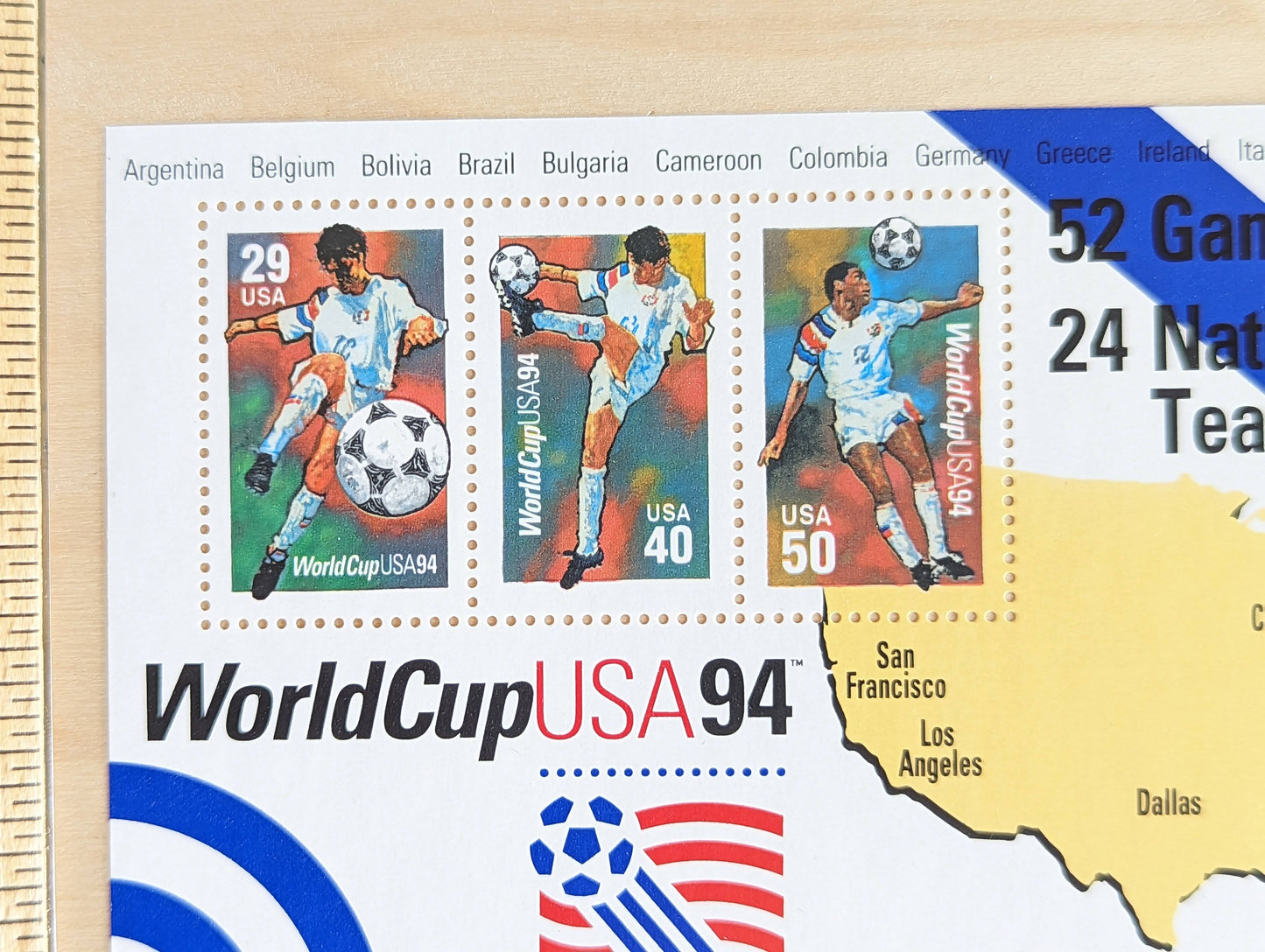 World Cup, Vintage Unused USPS Postage Stamps, World Cup Stamps (Souvenir Sheet), 1994, Gummed