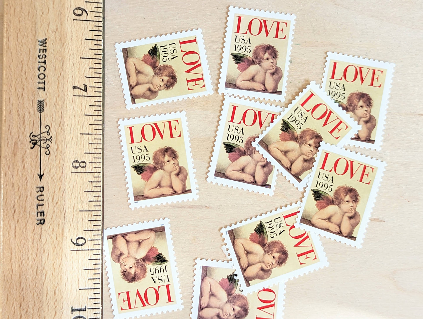Cupid Love, Vintage Unused USPS 32 Cent Postage Stamps, Love Series Cherub Stamps, 1995, Gummed