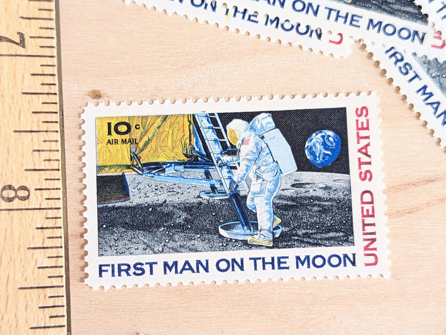 First Man On The Moon, Vintage Unused USPS 10 Cent Postage Stamps, First Man On The Moon Stamps, 1969, Gummed