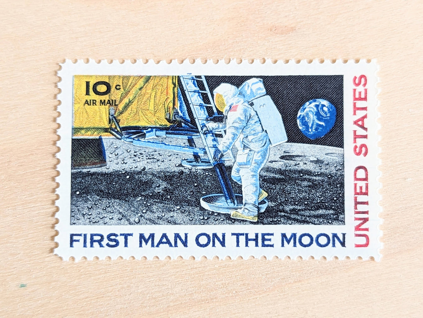 First Man On The Moon, Vintage Unused USPS 10 Cent Postage Stamps, First Man On The Moon Stamps, 1969, Gummed