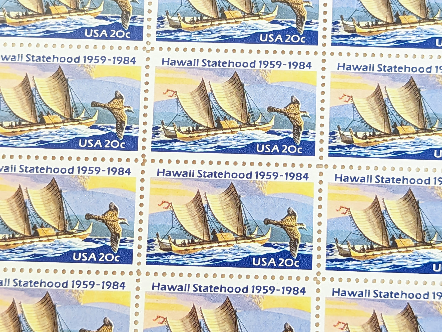 Hawaii, Vintage Unused USPS 20 Cent Postage Stamps, Statehood Stamps (Hawaii), 1984, Gummed