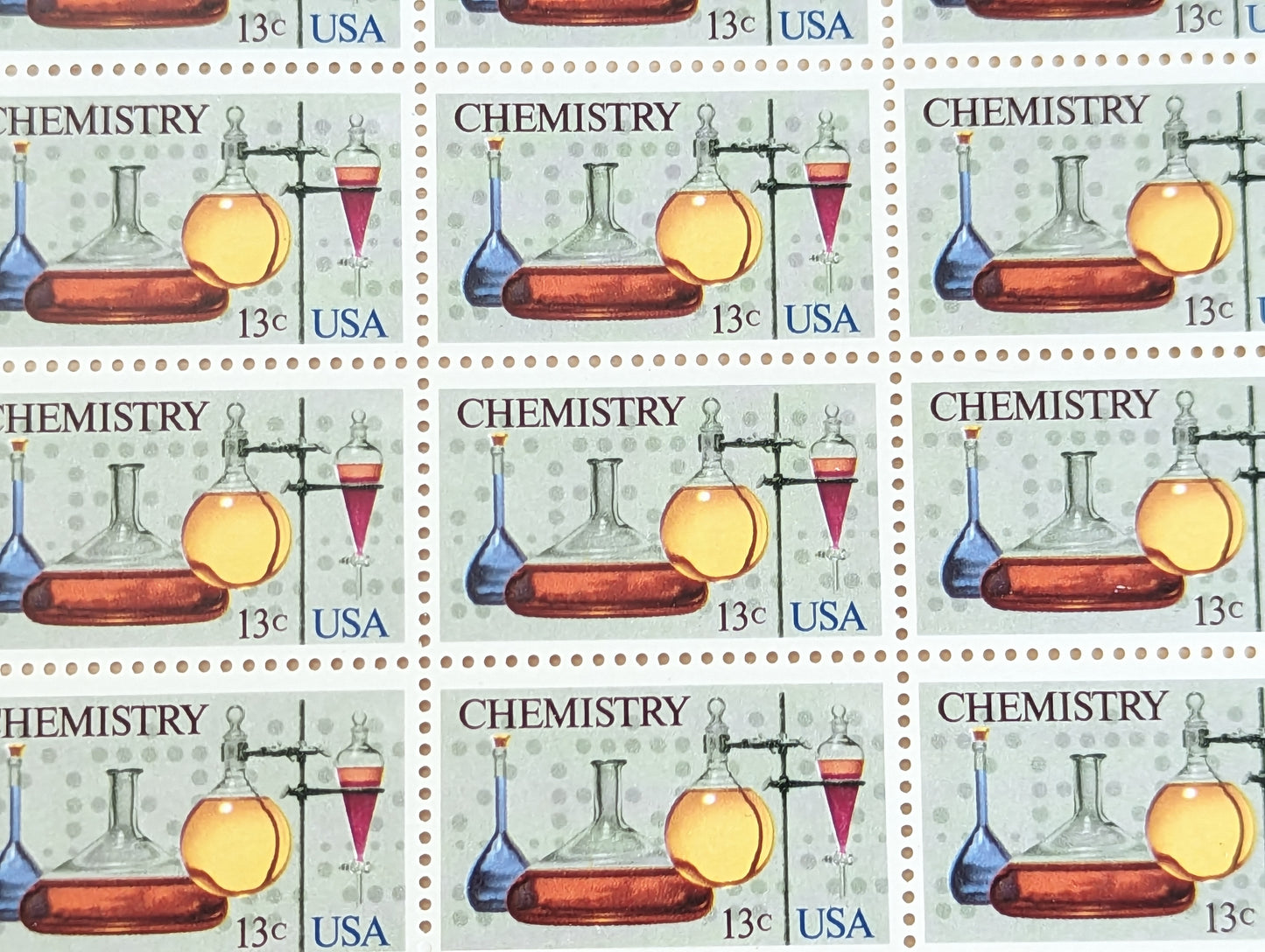 Chemistry, Vintage Unused USPS 13 Cent Postage Stamps, Chemistry Stamps, 1976, Gummed