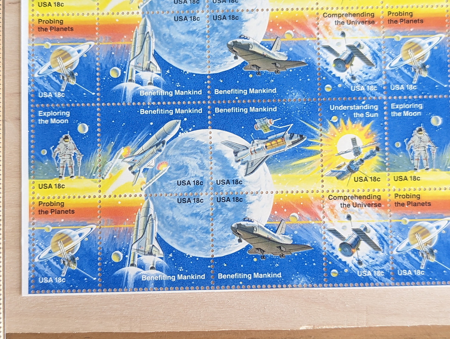 Benefitting Mankind Space, Sheet of 48, Vintage Unused USPS 18 Cent Postage Stamps, Benefiting Mankind, 1981, Gummed