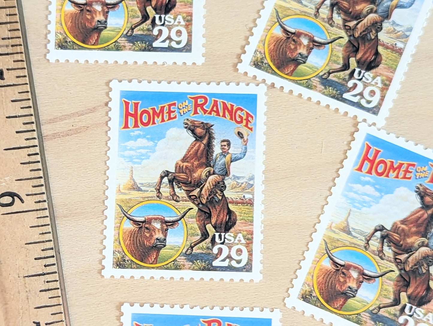Home On The Range, Set of 5, Vintage Unused USPS 29 Cent Postage Stamps, Legends of the West 1994, Gummed