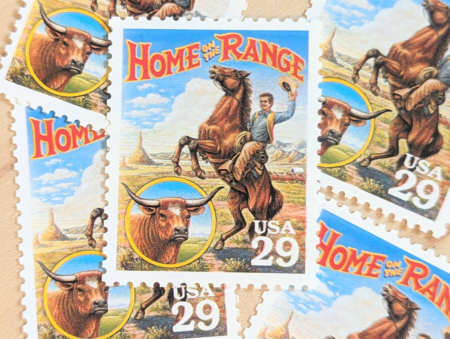 Home On The Range, Set of 5, Vintage Unused USPS 29 Cent Postage Stamps, Legends of the West 1994, Gummed