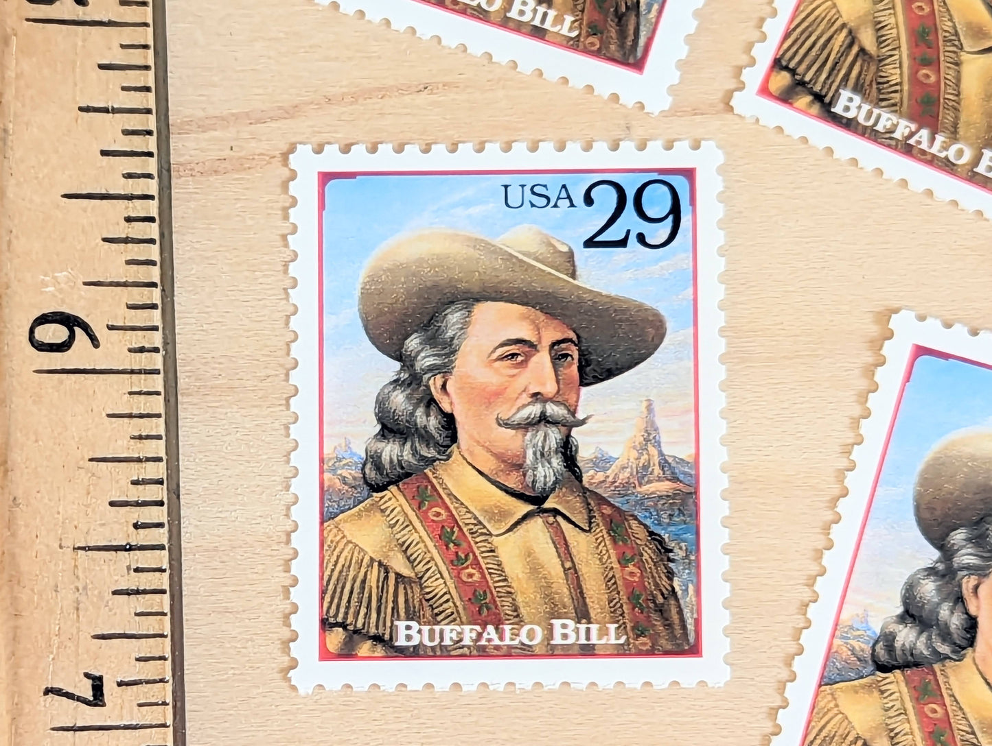 Buffalo Bill, Set of 5, Vintage Unused USPS 29 Cent Postage Stamps, Legends of the West 1994, Gummed