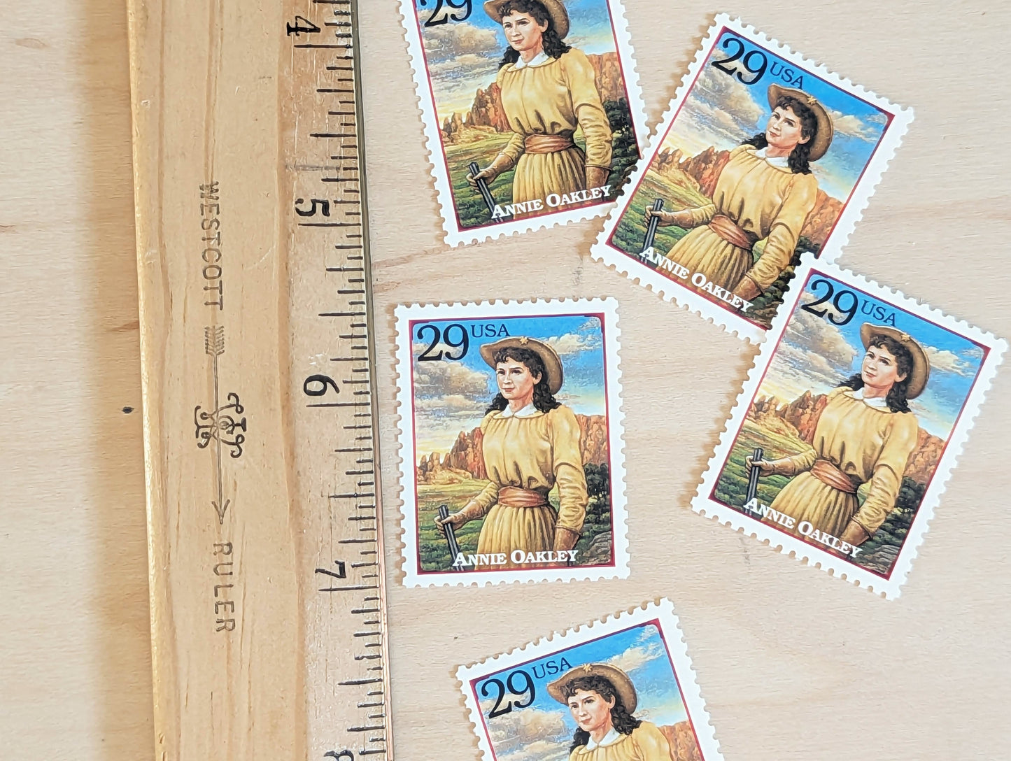 Annie Oakley, Set of 5, Vintage Unused USPS 29 Cent Postage Stamps, Legends of the West 1994, Gummed
