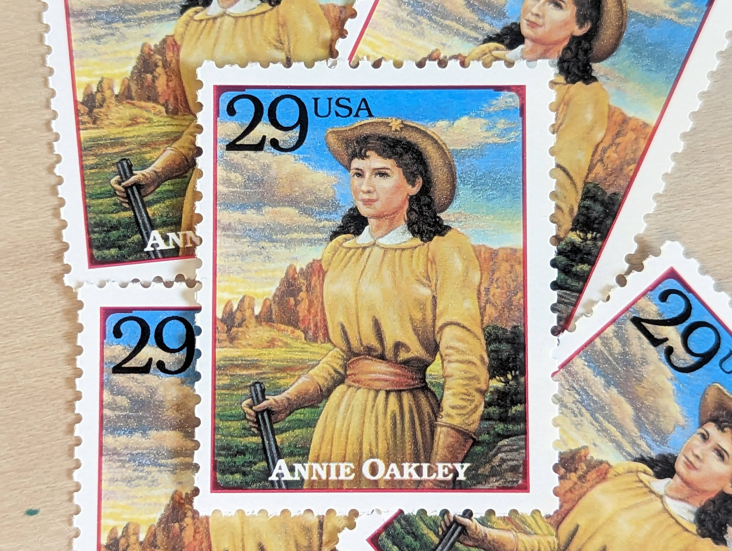 Annie Oakley, Set of 5, Vintage Unused USPS 29 Cent Postage Stamps, Legends of the West 1994, Gummed