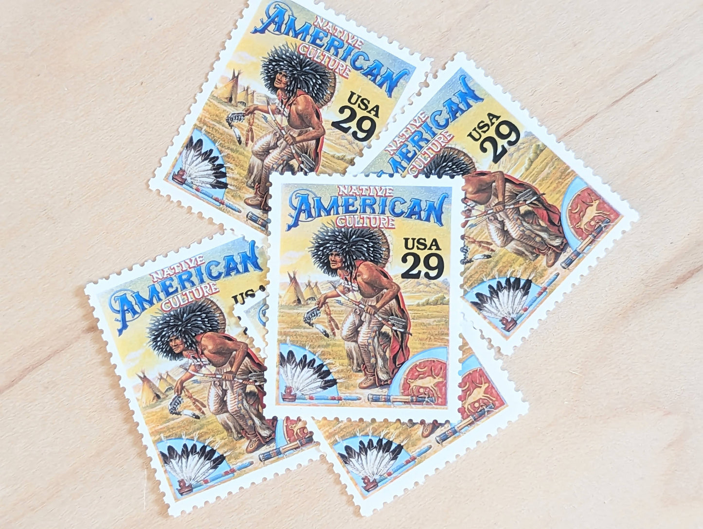 Native American Culture, Set of 5, Vintage Unused USPS 29 Cent Postage Stamps, Legends of the West 1994, Gummed