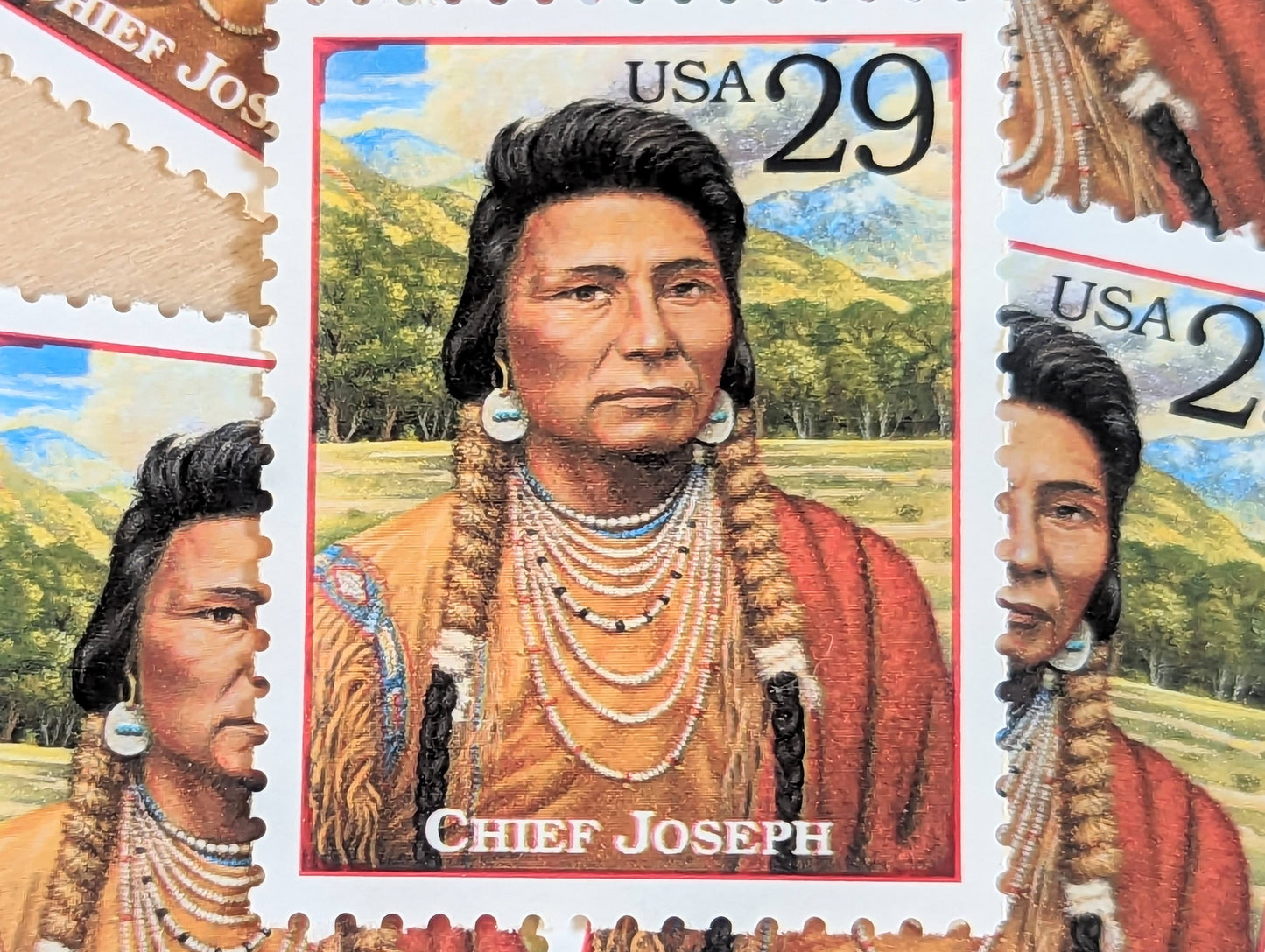 Chief Joseph, Set of 5, Vintage Unused USPS 29 Cent Postage Stamps, Legends of the West 1994, Gummed