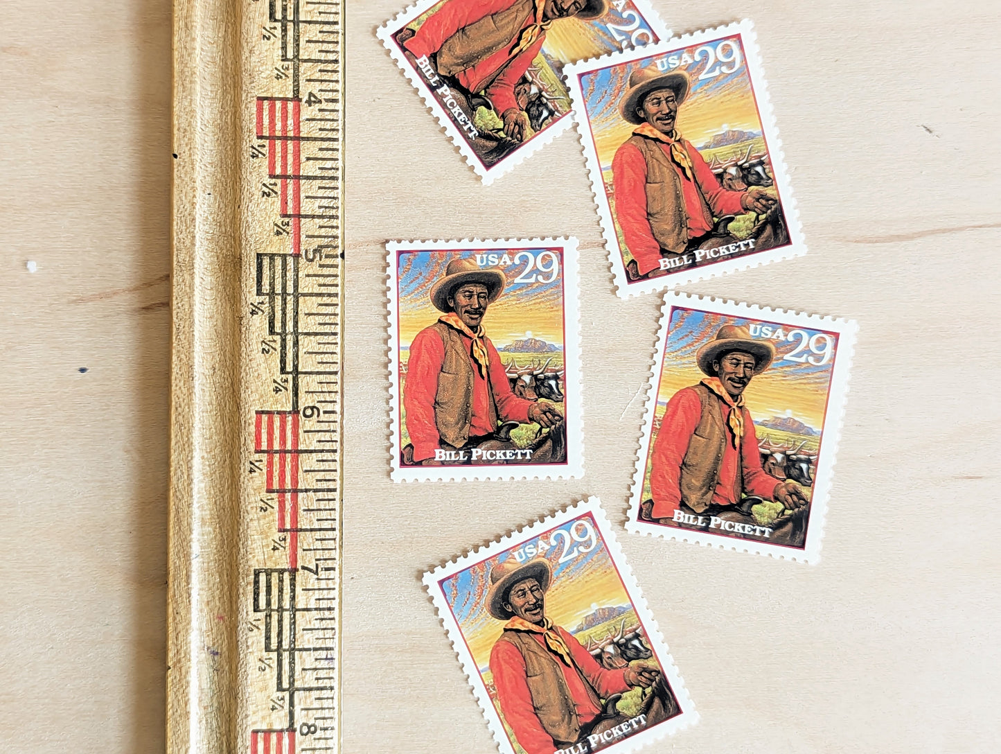Bill Pickett, Set of 5, Vintage Unused USPS 29 Cent Postage Stamps, Legends of the West 1994, Gummed