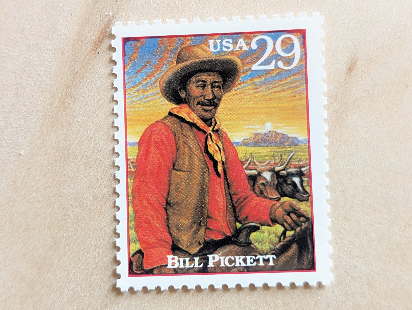 Bill Pickett, Set of 5, Vintage Unused USPS 29 Cent Postage Stamps, Legends of the West 1994, Gummed