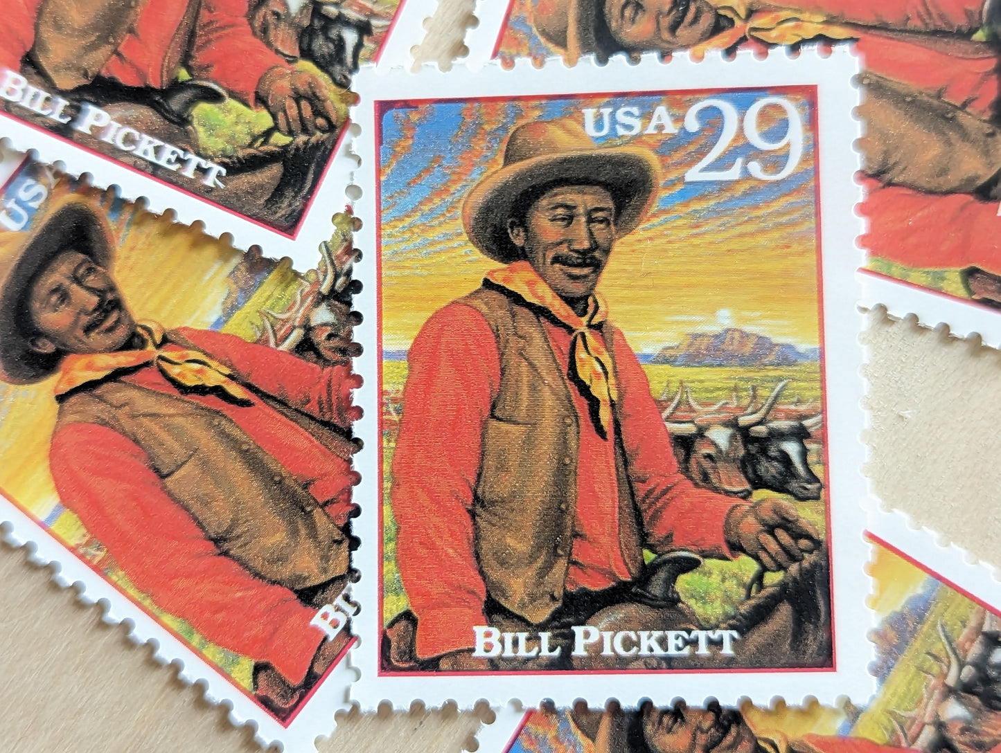 Bill Pickett, Set of 5, Vintage Unused USPS 29 Cent Postage Stamps, Legends of the West 1994, Gummed