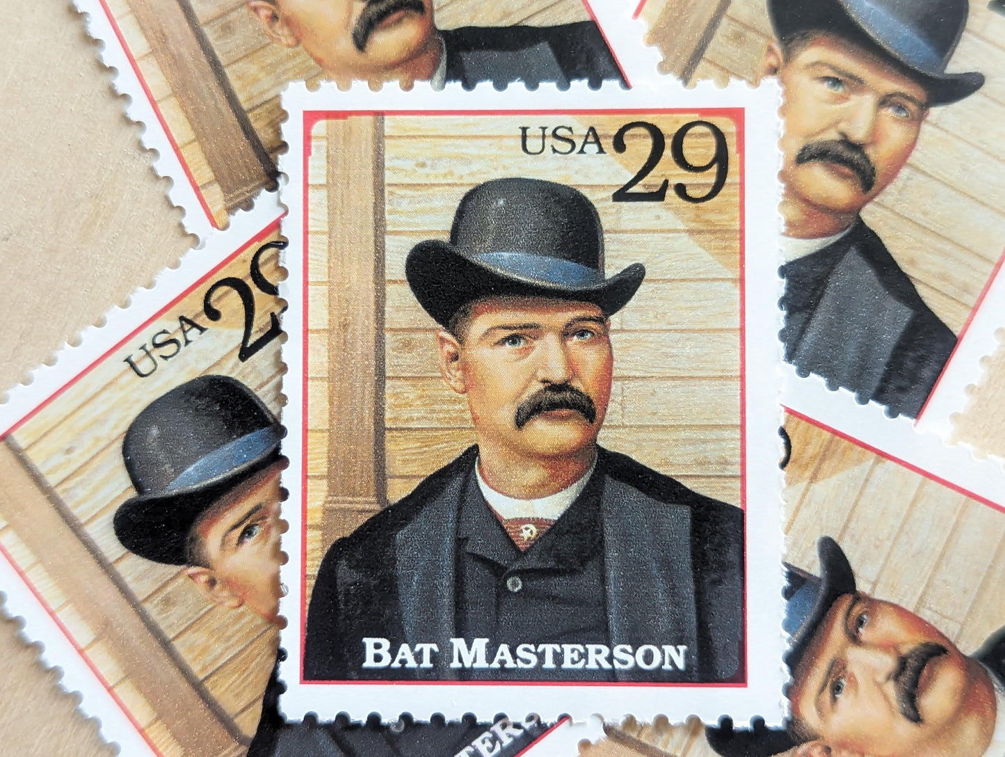 Bat Masterson, Set of 5, Vintage Unused USPS 29 Cent Postage Stamps, Legends of the West 1994, Gummed