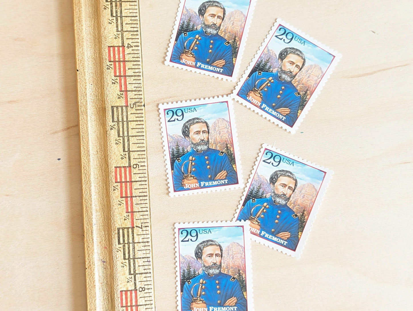 John Fremont, Set of 5, Vintage Unused USPS 29 Cent Postage Stamps, Legends of the West 1994, Gummed