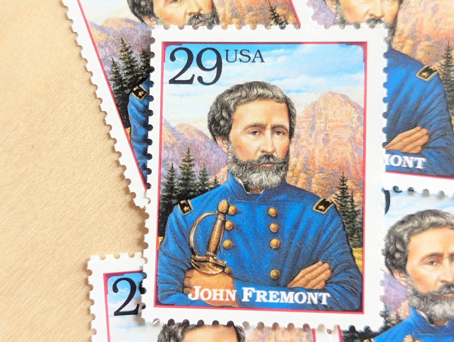 John Fremont, Set of 5, Vintage Unused USPS 29 Cent Postage Stamps, Legends of the West 1994, Gummed