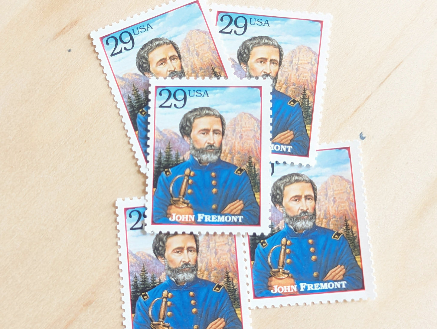 John Fremont, Set of 5, Vintage Unused USPS 29 Cent Postage Stamps, Legends of the West 1994, Gummed