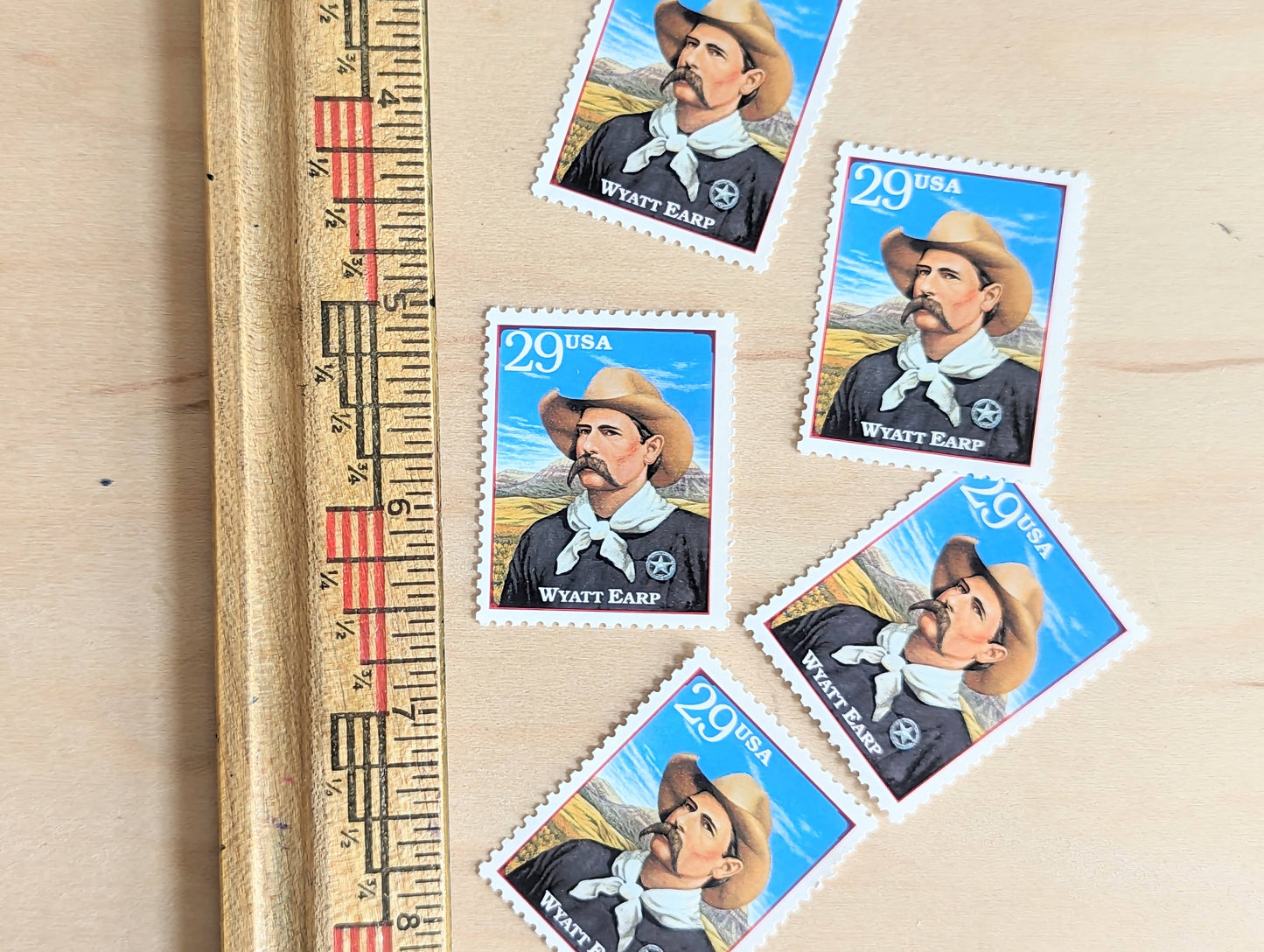 Wyatt Earp, Set of 5, Vintage Unused USPS 29 Cent Postage Stamps, Legends of the West 1994, Gummed