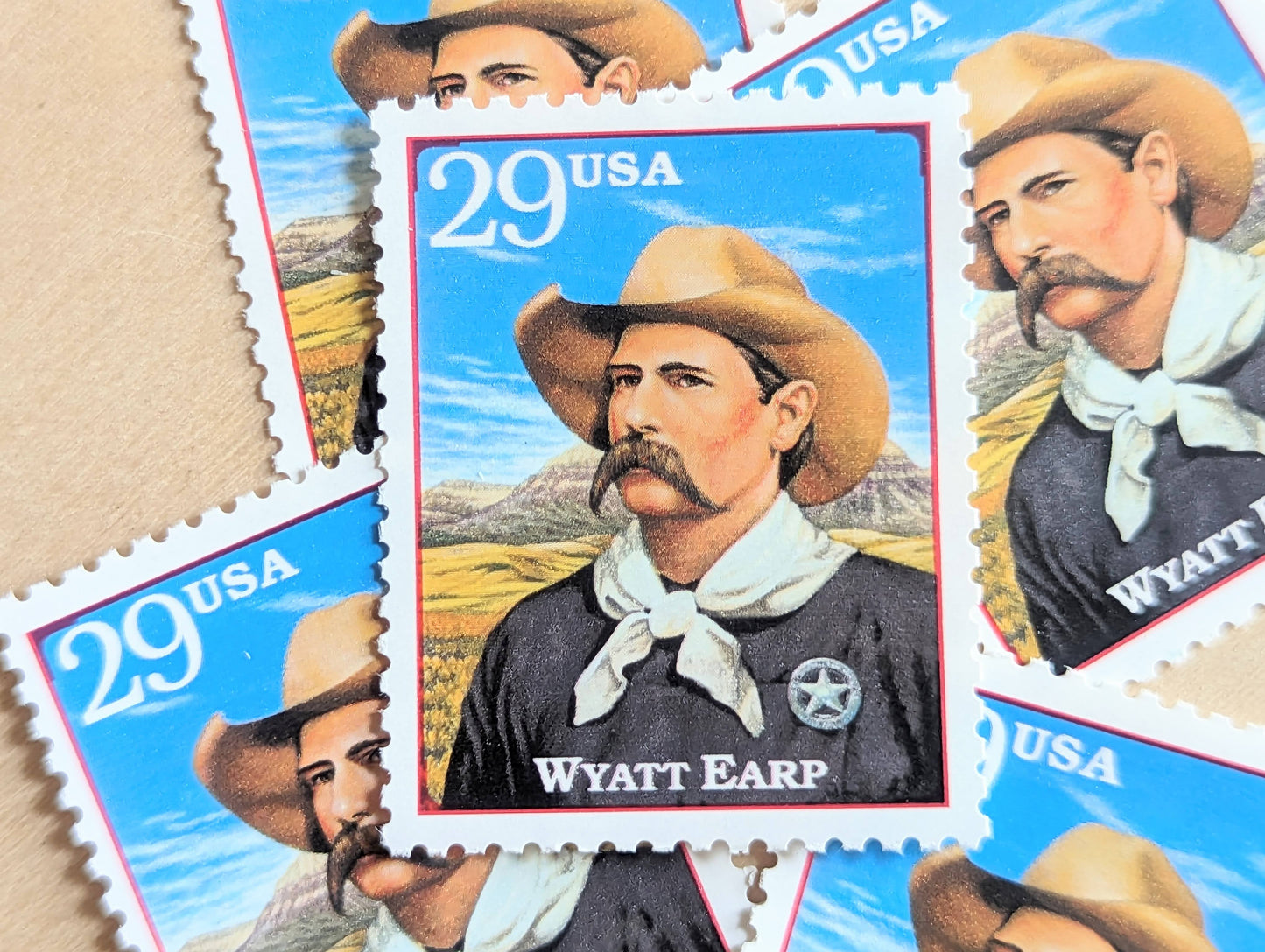 Wyatt Earp, Set of 5, Vintage Unused USPS 29 Cent Postage Stamps, Legends of the West 1994, Gummed
