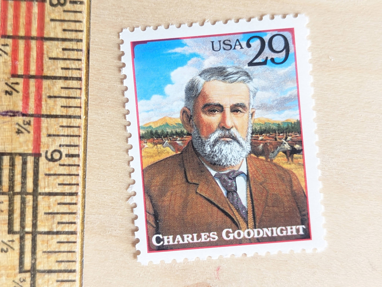 Charles Goodnight, Set of 5, Vintage Unused USPS 29 Cent Postage Stamps, Legends of the West 1994, Gummed