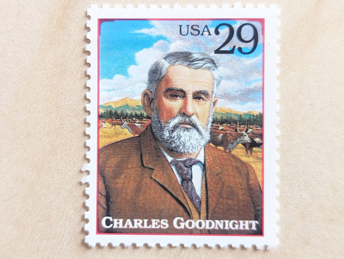 Charles Goodnight, Set of 5, Vintage Unused USPS 29 Cent Postage Stamps, Legends of the West 1994, Gummed