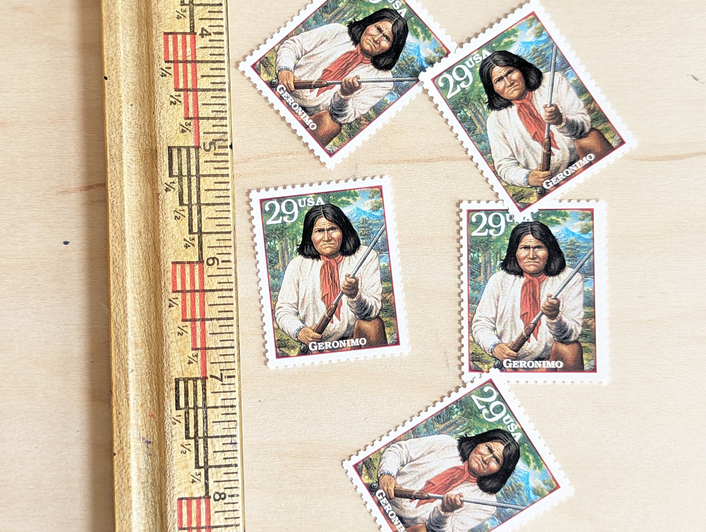 Geronimo, Set of 5, Vintage Unused USPS 29 Cent Postage Stamps, Legends of the West 1994, Gummed