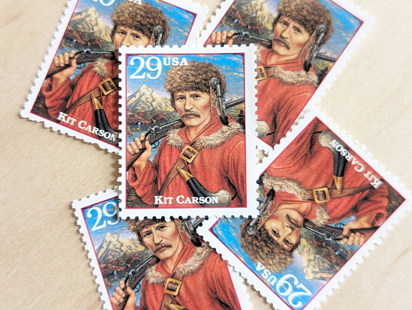 Kit Carson, Set of 5, Vintage Unused USPS 29 Cent Postage Stamps, Legends of the West 1994, Gummed
