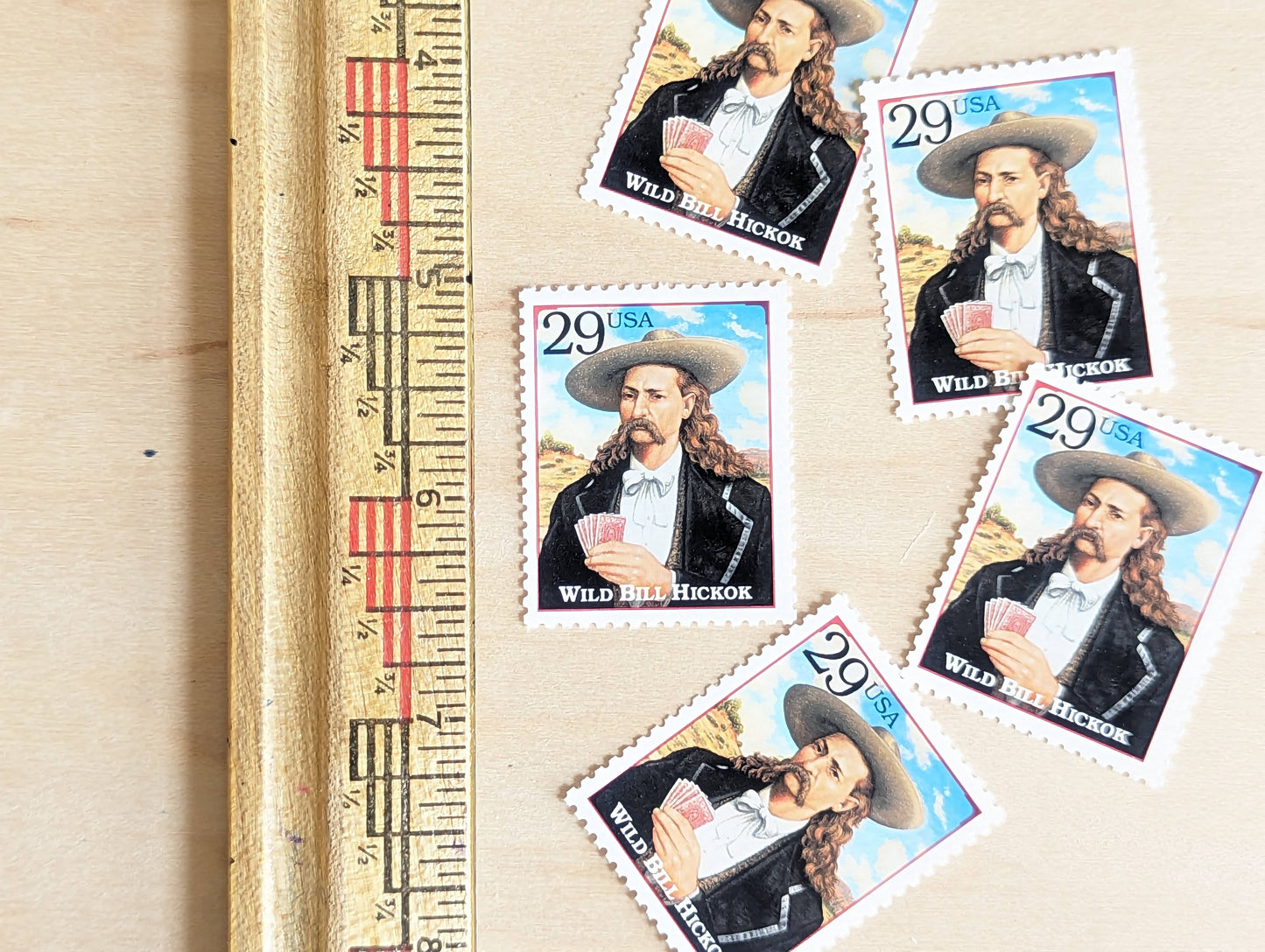 Wild Bill Hickok, Set of 5, Vintage Unused USPS 29 Cent Postage Stamps, Legends of the West 1994, Gummed