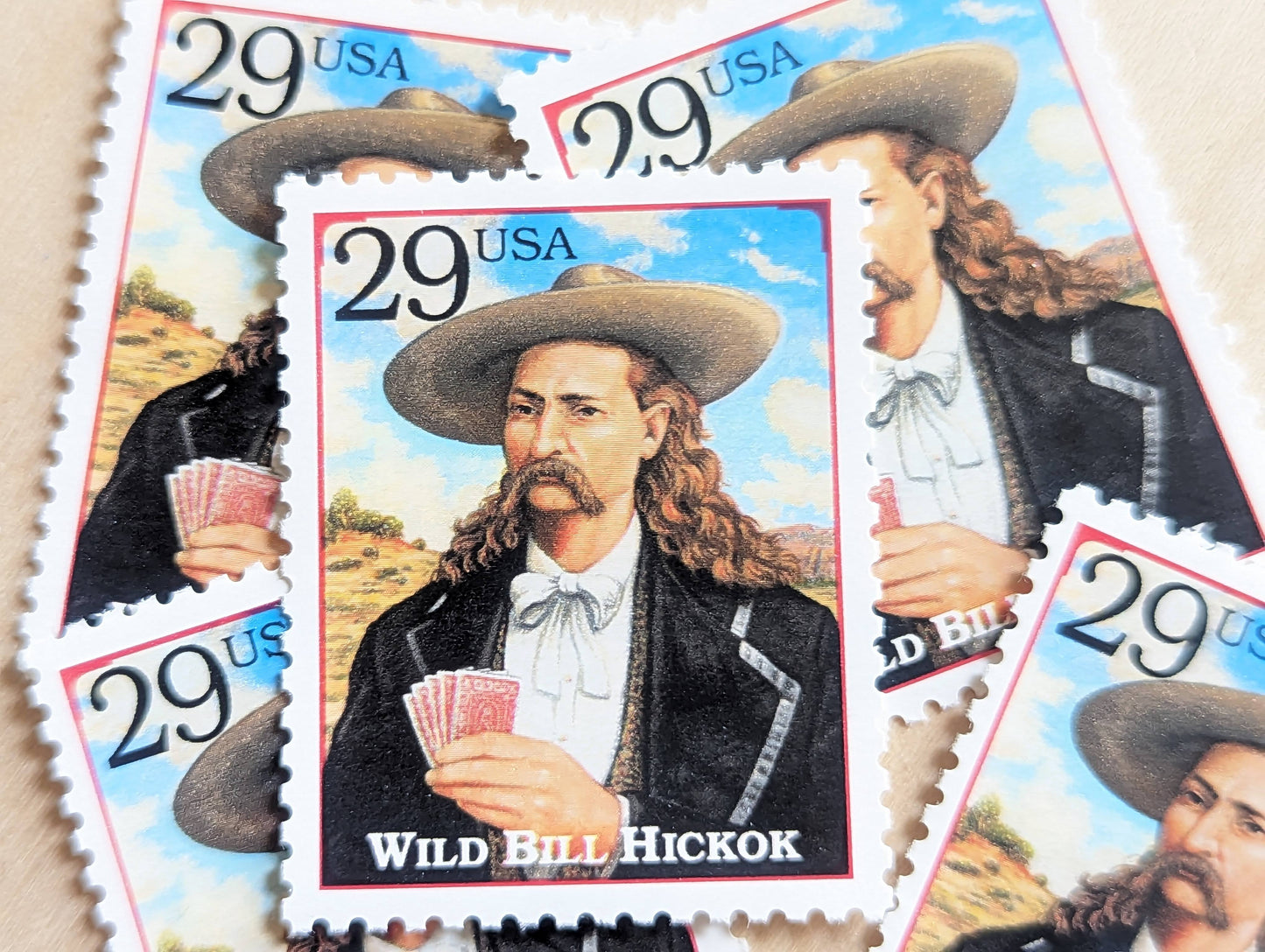 Wild Bill Hickok, Set of 5, Vintage Unused USPS 29 Cent Postage Stamps, Legends of the West 1994, Gummed