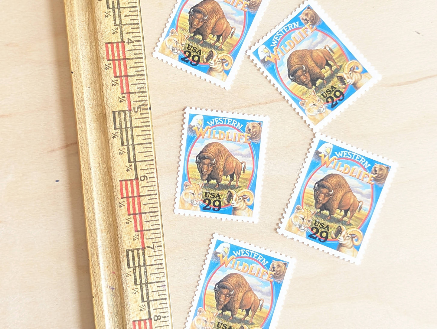 Western Wildlife, Set of 5, Vintage Unused USPS 29 Cent Postage Stamps, Legends of the West 1994, Gummed