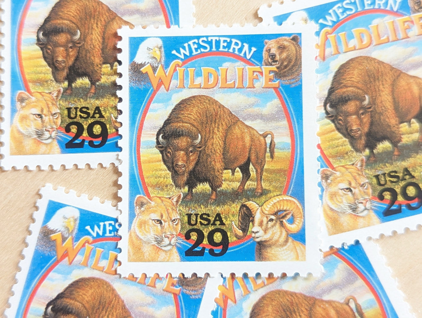 Western Wildlife, Set of 5, Vintage Unused USPS 29 Cent Postage Stamps, Legends of the West 1994, Gummed