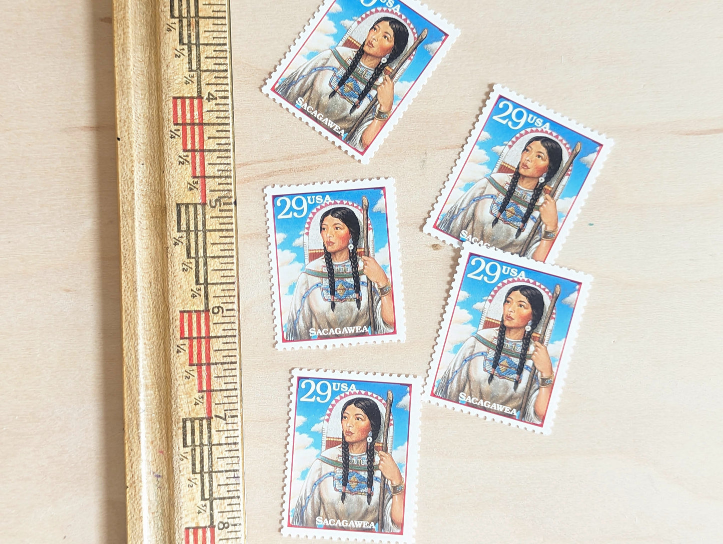 Sacagawea, Set of 5, Vintage Unused USPS 29 Cent Postage Stamps, Legends of the West 1994, Gummed