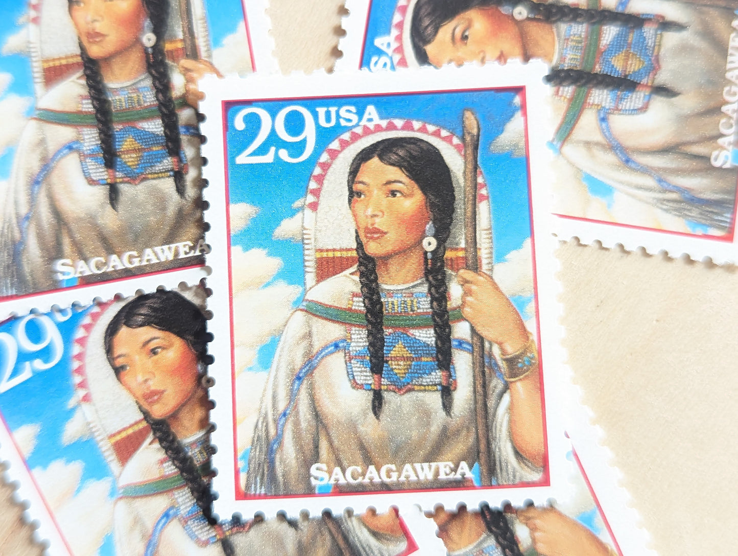 Sacagawea, Set of 5, Vintage Unused USPS 29 Cent Postage Stamps, Legends of the West 1994, Gummed