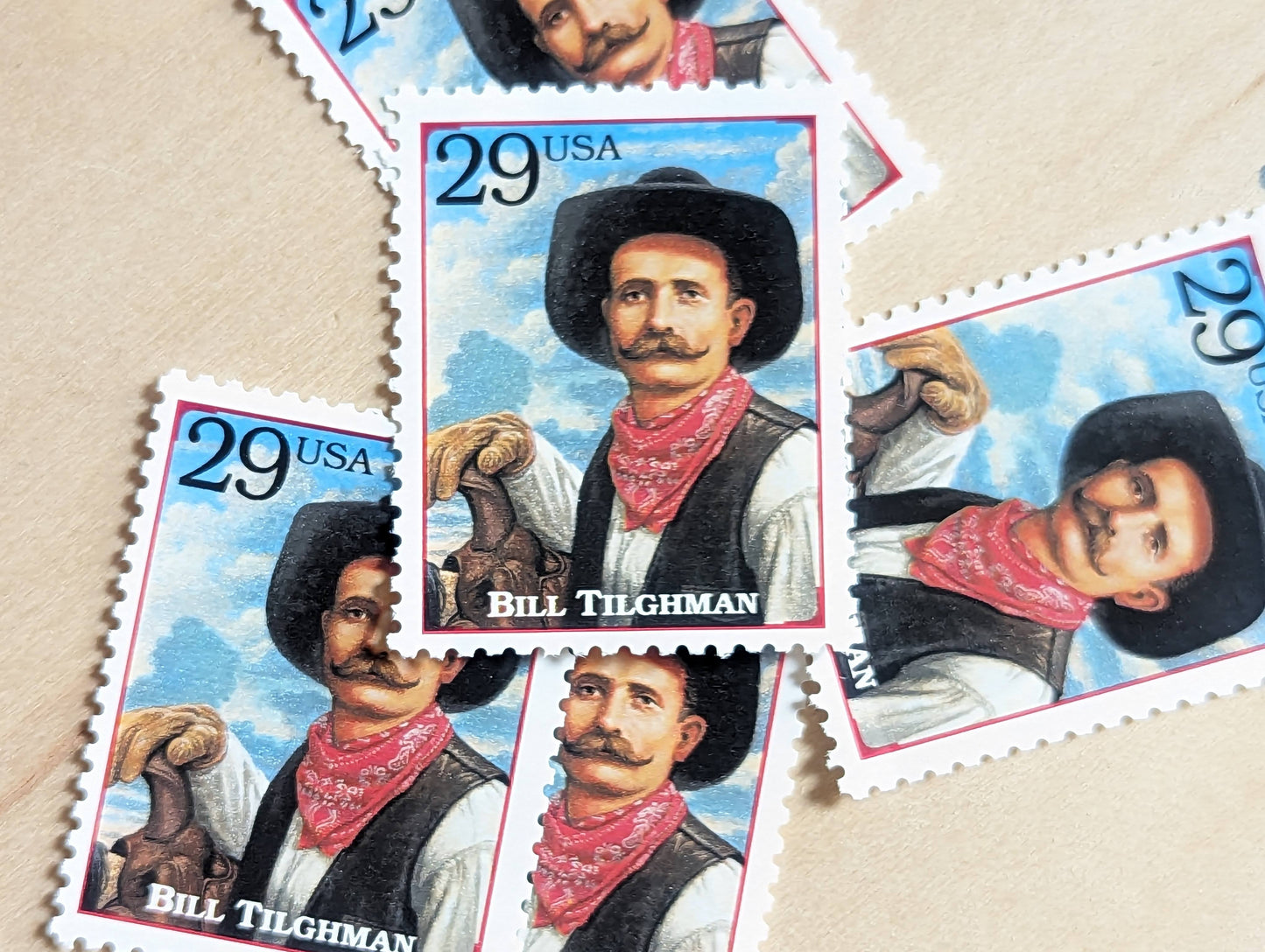 Bill Tilghman, Set of 5, Vintage Unused USPS 29 Cent Postage Stamps, Legends of the West 1994, Gummed