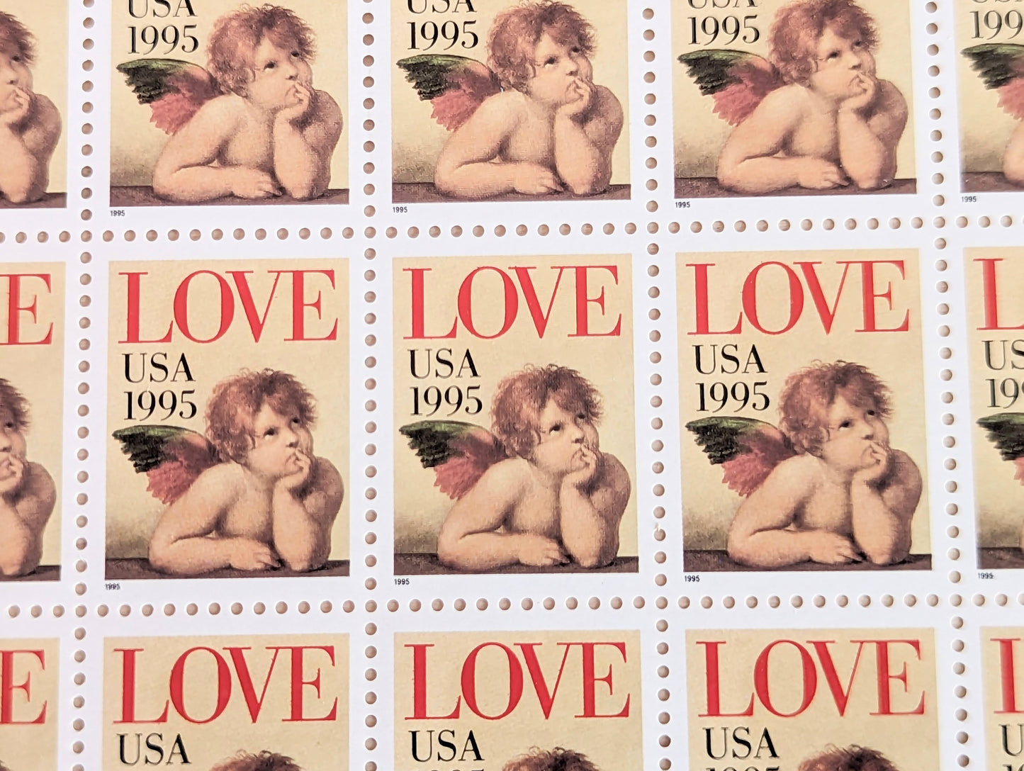 Cupid Love, Vintage Unused USPS 32 Cent Postage Stamps, Love Series Cherub Stamps, 1995, Gummed