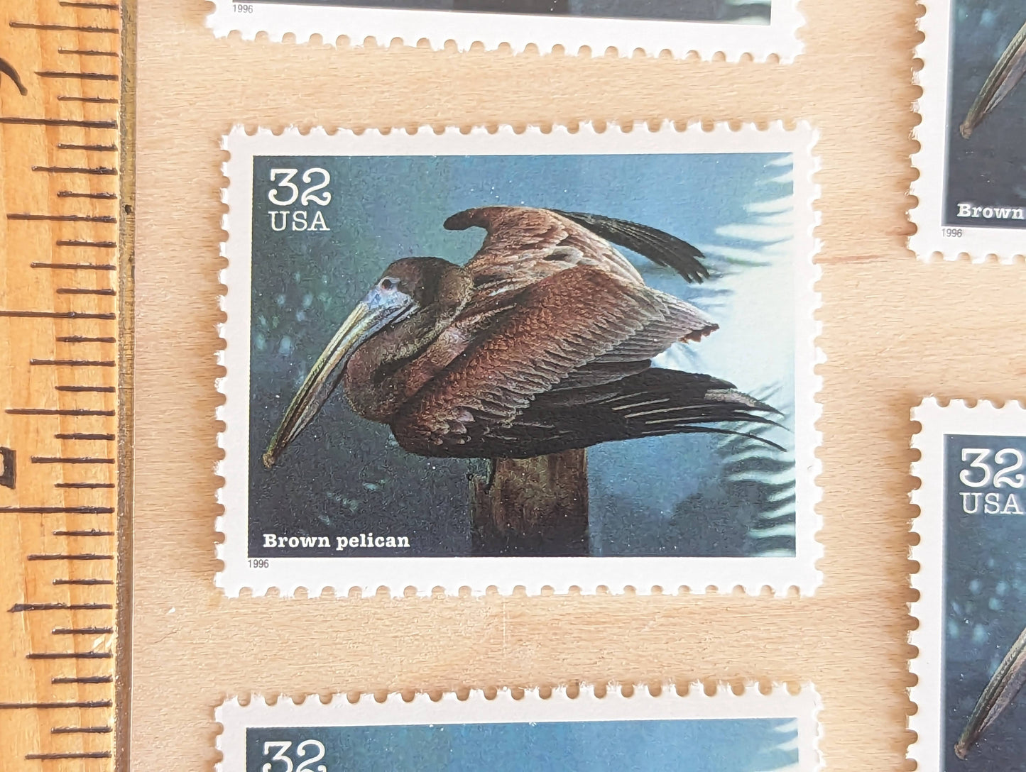 Brown Pelican Stamps, Set of 5, Vintage Unused USPS 32 Cent Postage Stamps, Endangered Species 1995, Gummed