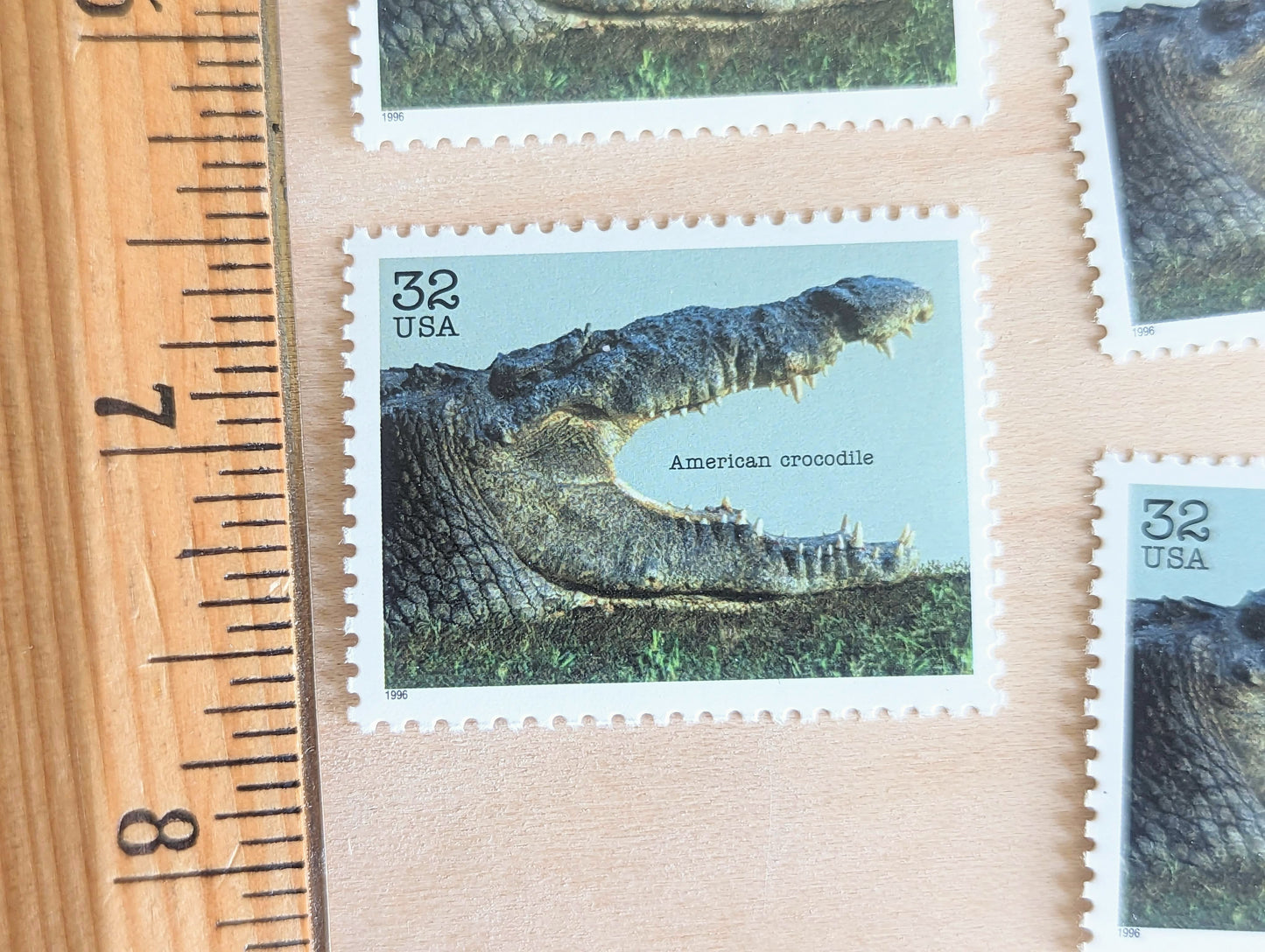 American Crocodile Stamps, Set of 5, Vintage Unused USPS 32 Cent Postage Stamps, Endangered Species 1995, Gummed