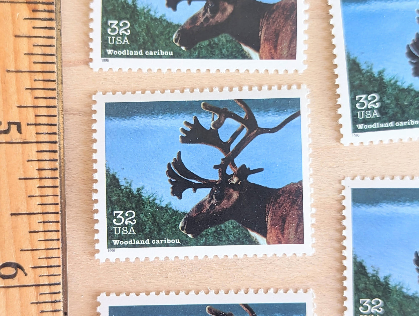 Wetland Caribou Stamps, Set of 5, Vintage Unused USPS 32 Cent Postage Stamps, Endangered Species 1995, Gummed