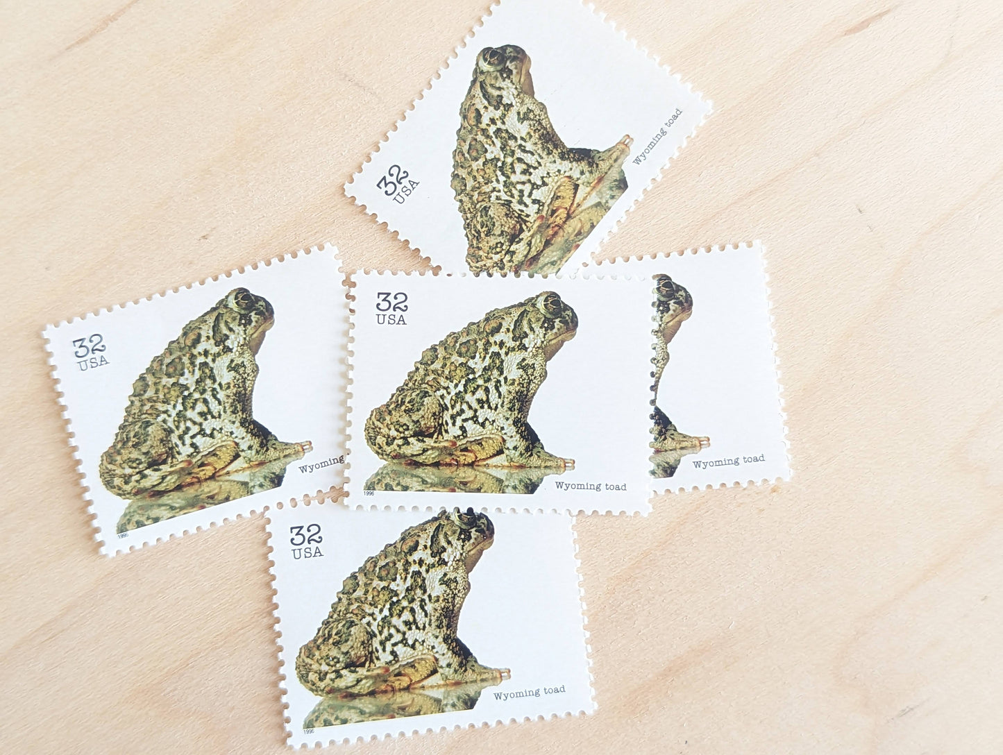 Wyoming Toad Stamps, Set of 5, Vintage Unused USPS 32 Cent Postage Stamps, Endangered Species 1995, Gummed
