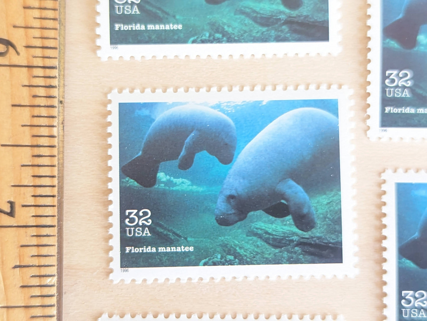 Florida Manatee Stamps, Set of 5, Vintage Unused USPS 32 Cent Postage Stamps, Endangered Species 1995, Gummed