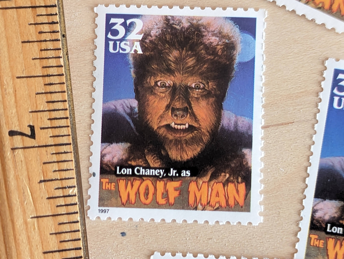 Wolf Man, Set of 5, Vintage Unused USPS 32 Cent Postage Stamps, Classic Movie Monsters Series 1996, Gummed