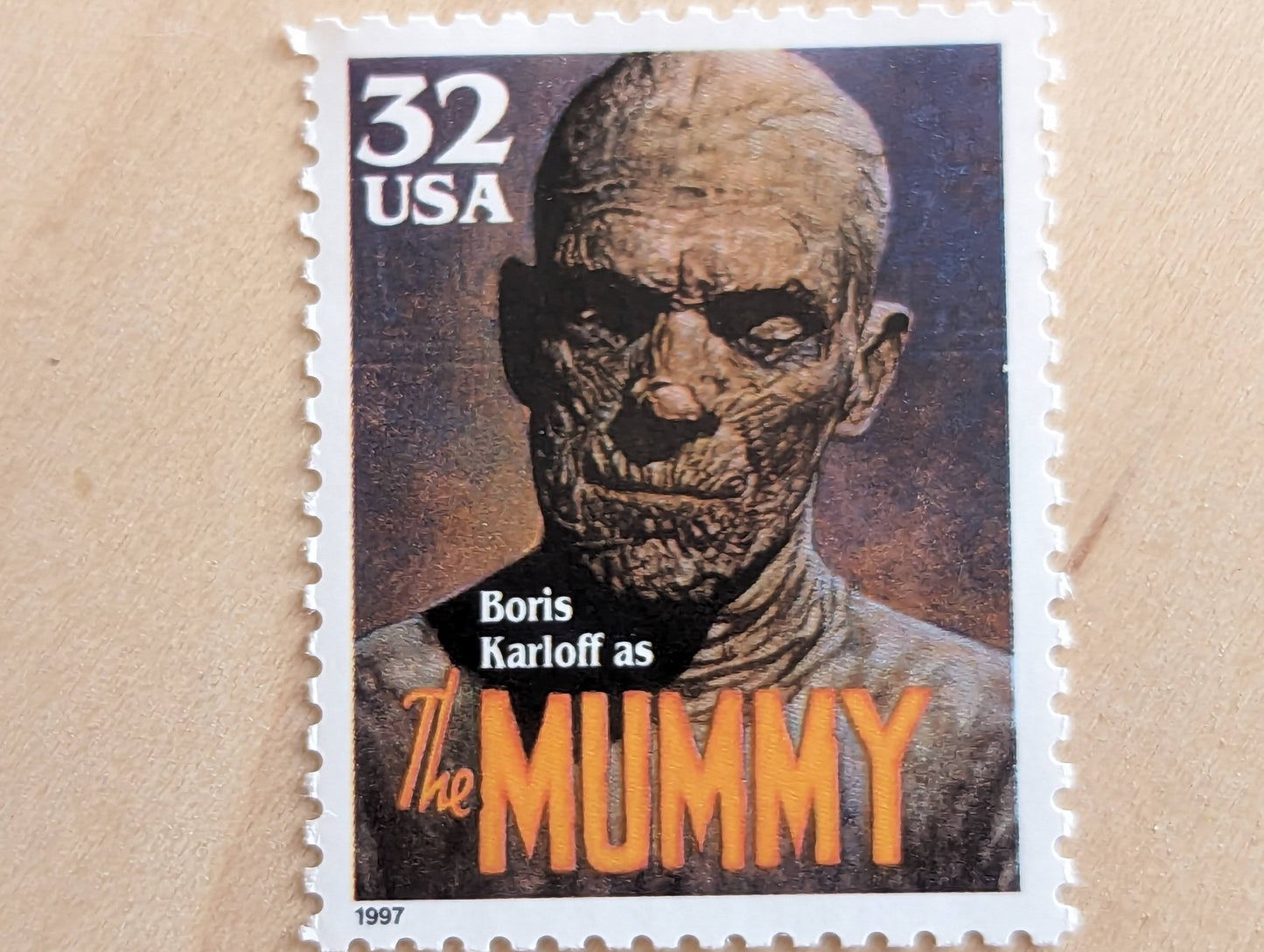 Mummy, Set of 5, Vintage Unused USPS 32 Cent Postage Stamps, Classic Movie Monsters Series 1996, Gummed