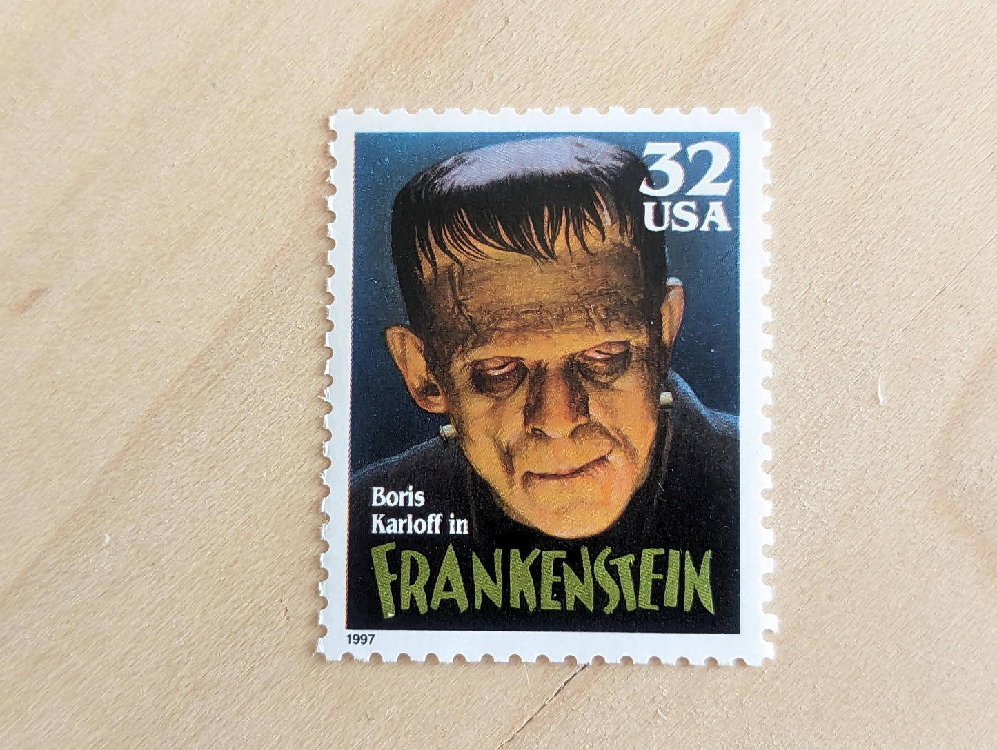 Frankenstein, Set of 5, Vintage Unused USPS 32 Cent Postage Stamps, Classic Movie Monsters Series 1996, Gummed